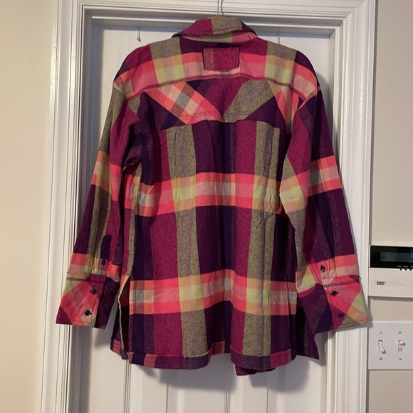 We The Free Pink and Purple Plaid Flannel Shirt - Picture 3 of 3